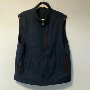 Brooks Brothers thermore  tartan plaid lining corduroy trim navy vest
